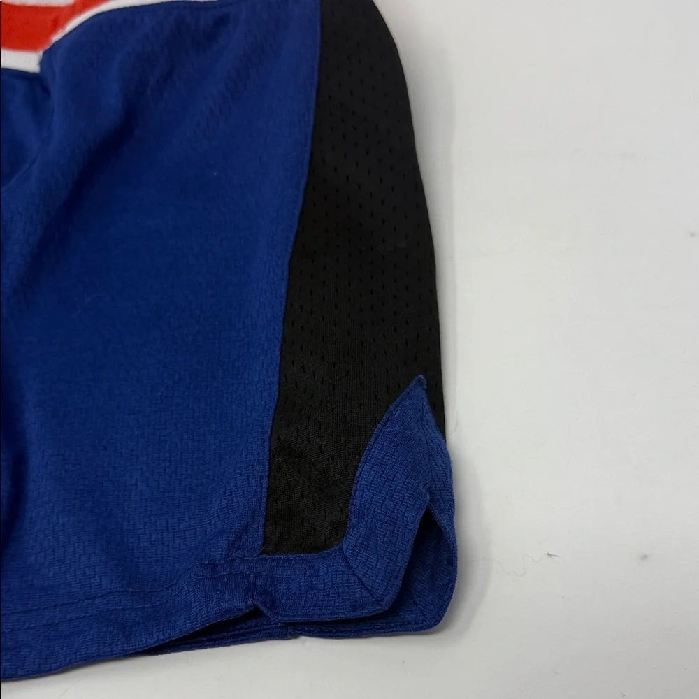 Nike Kids Blue Athletic Shorts -Red Waistband Trim 3-4 drawstring